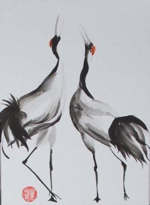  Dancing Cranes： A Symphony of Ink and Paper Where Celestial Creatures Soar!